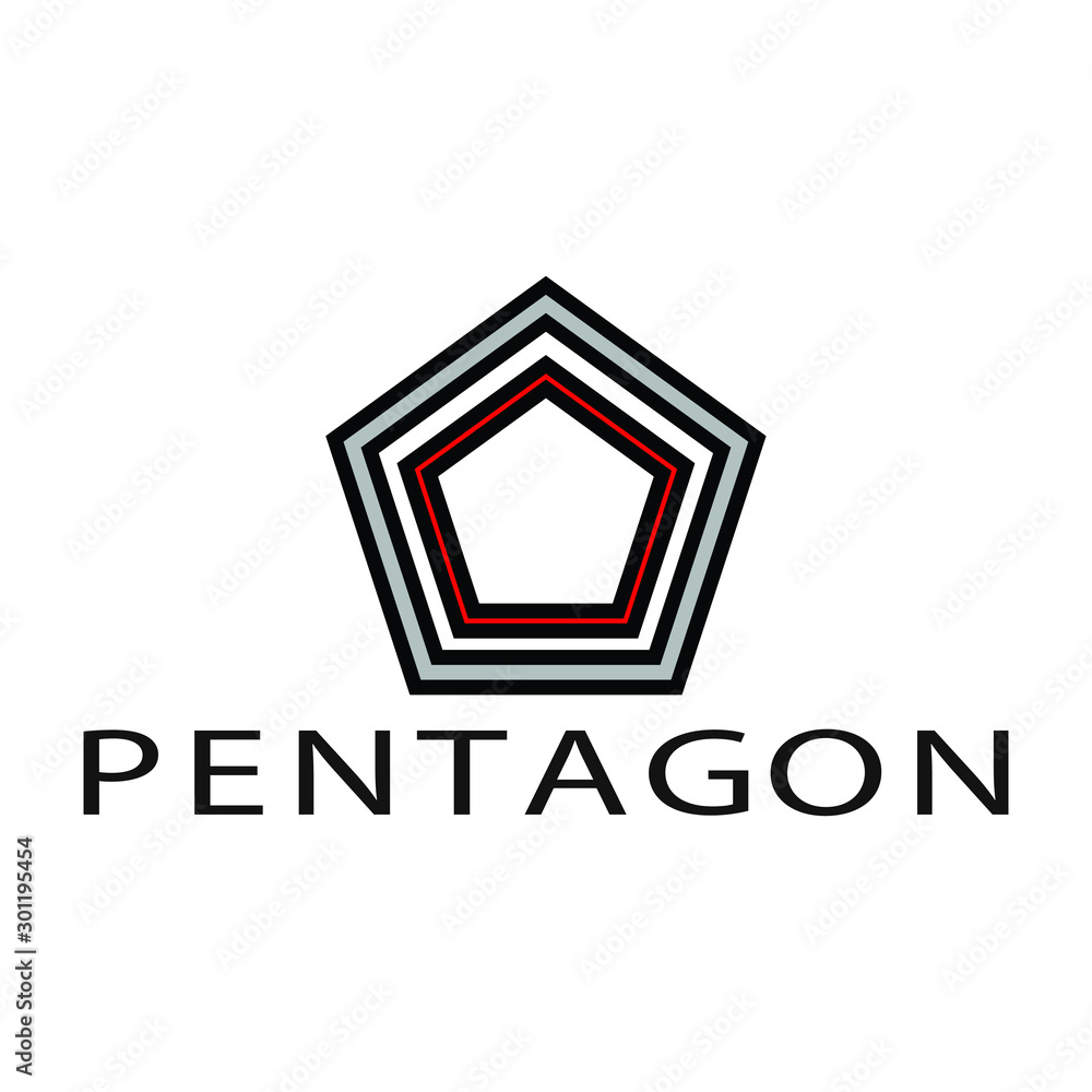 Illustration pentagon geometric logo vector clean red and grey