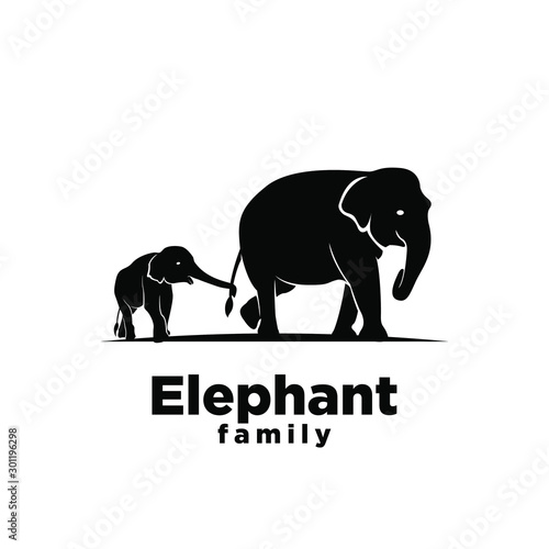 Elephant family black logo icon design vector illustration