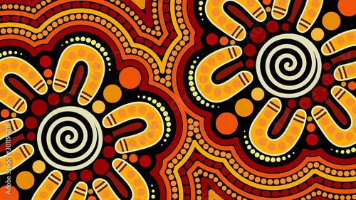 Illustration based on aboriginal style of background.