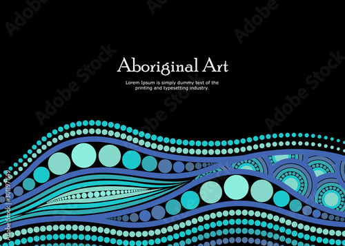 Aboriginal dot art vector banner with text.