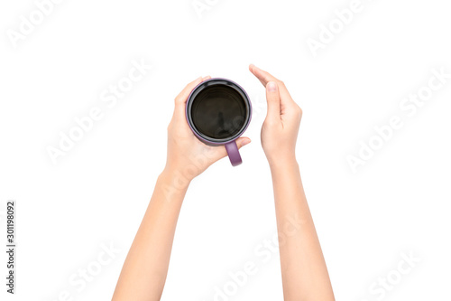 Wallpaper Mural Coffee cup in hand. Isolated on white background. Torontodigital.ca