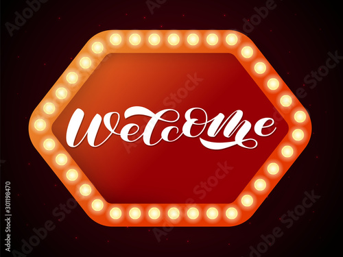 Welcome brush lettering. Vector illustration for card or poster