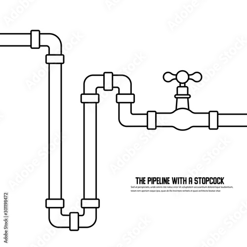 The pipeline with a stopcock vector illustration icon