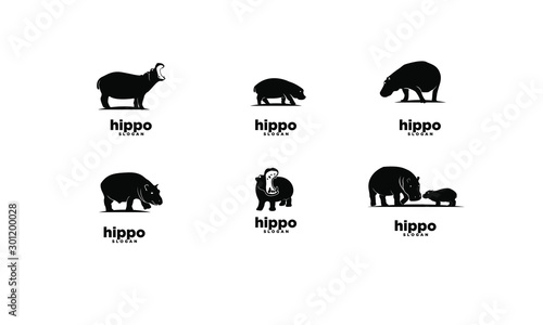 set of hippo logo icon design vector illustration photo