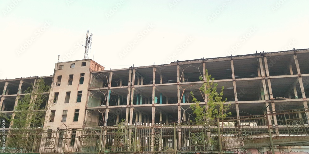 Concrete ruins. An abandoned old building where no one lives. Concrete ruins. An abandoned old building where no one lives.