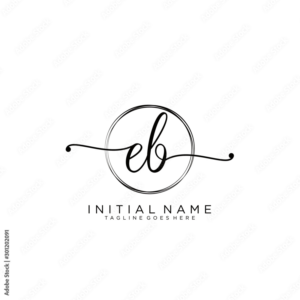 EB Initial handwriting logo with circle template vector. EB Initial handwriting logo with circle template vector.