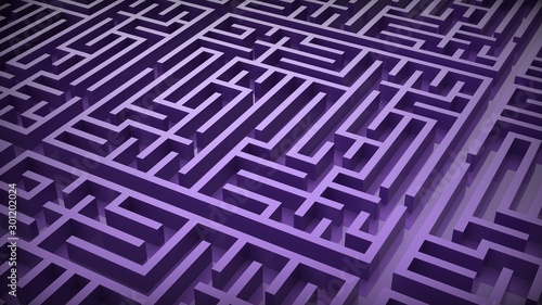 Purple labyrinth maze. 3D Illustration