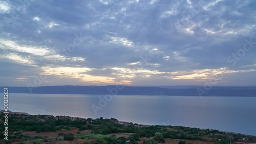 Timelapse of Dead Sea during sunset, Jordan