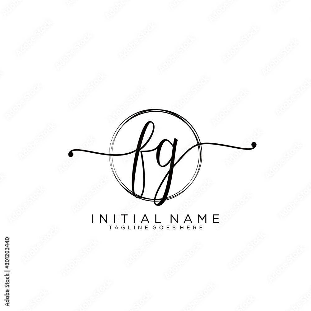 FG Initial handwriting logo with circle template vector. FG Initial handwriting logo with circle template vector.