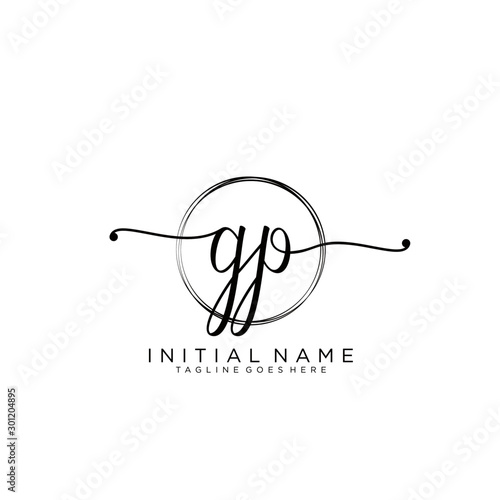 GP Initial handwriting logo with circle template vector.
