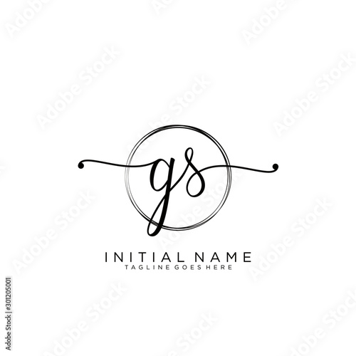 GS Initial handwriting logo with circle template vector.