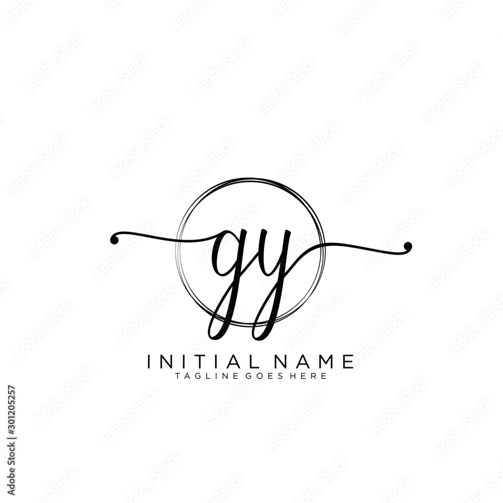 GY Initial handwriting logo with circle template vector. GY Initial handwriting logo with circle template vector.