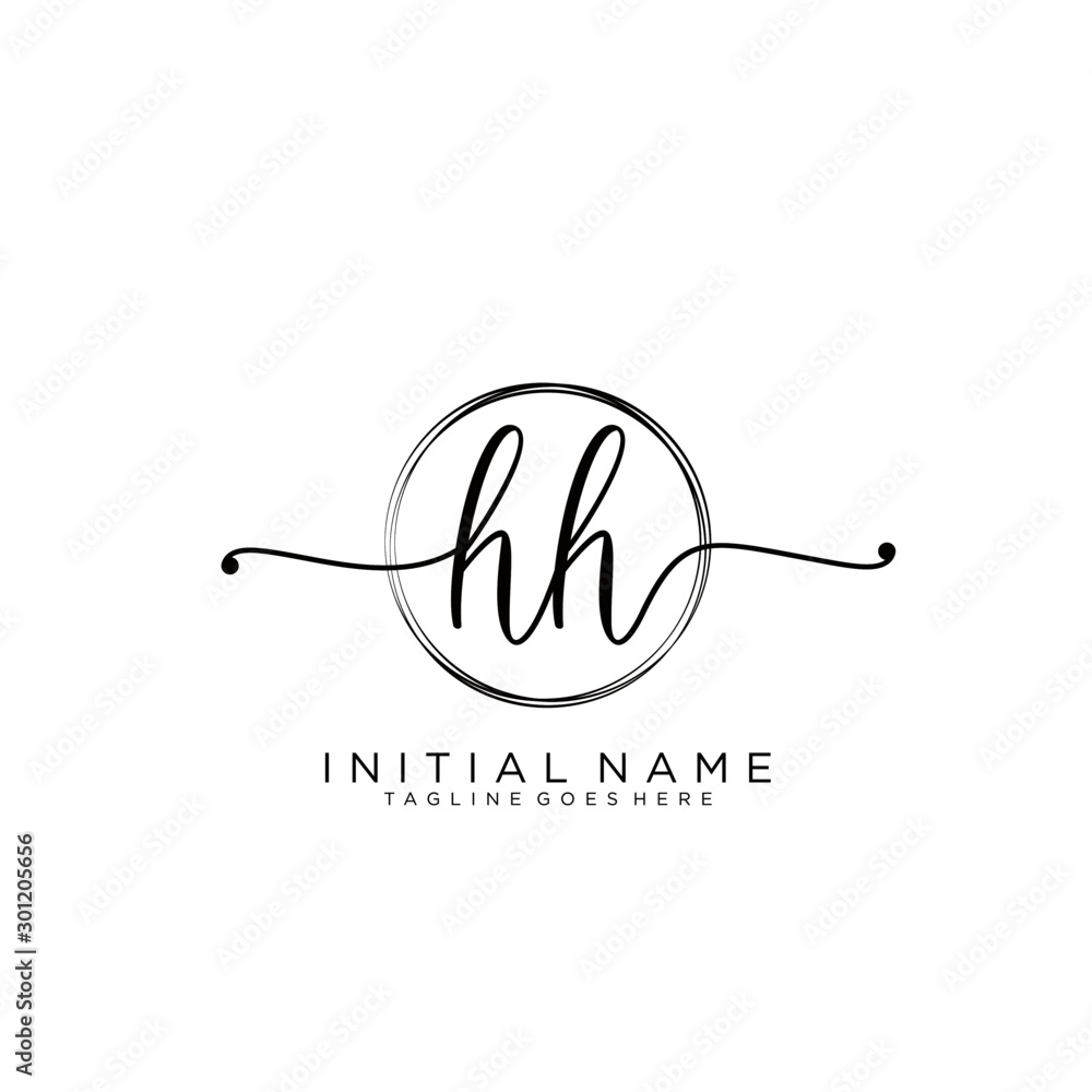 HH Initial handwriting logo with circle template vector. HH Initial handwriting logo with circle template vector.