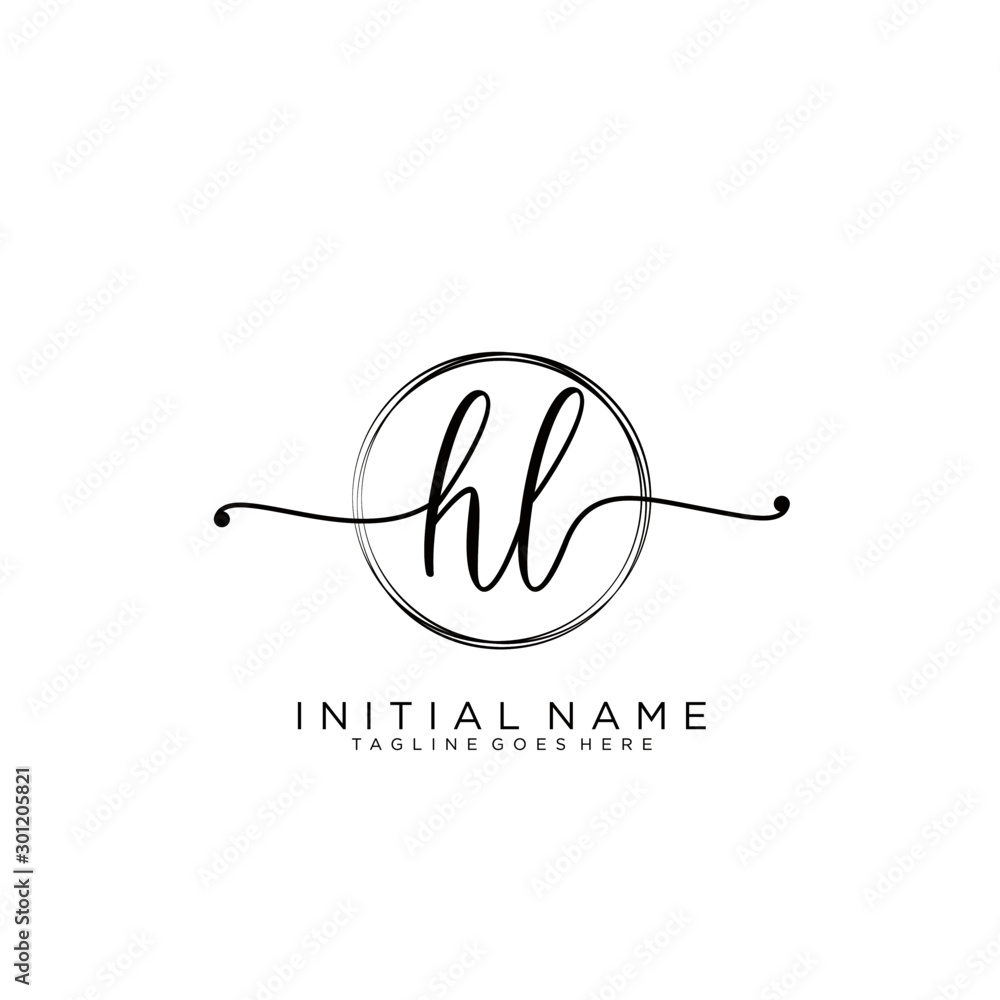 HL Initial handwriting logo with circle template vector. HL Initial handwriting logo with circle template vector.