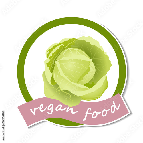 Bright fresh juice cabbage in an interesting round frame.
