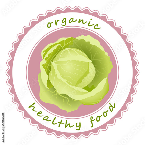 Bright fresh juice cabbage in an interesting round frame.