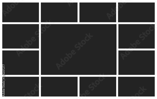 Templates collage thirteen frames photos. Poster frame mockup. Empty vector frames.