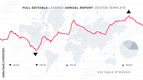 Global annual financial report. Analysis of statistics on editable chart.