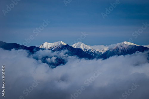 View from Chopok to peaks of Hight Tatra Mountains in Slovakia