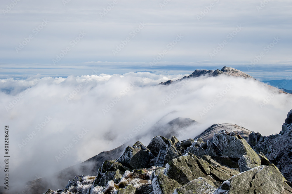 View from Chopok peak in Low Tatra Mountains to Dumbier peak