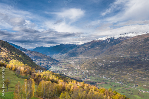 Valtellina, alpine valley and the villages