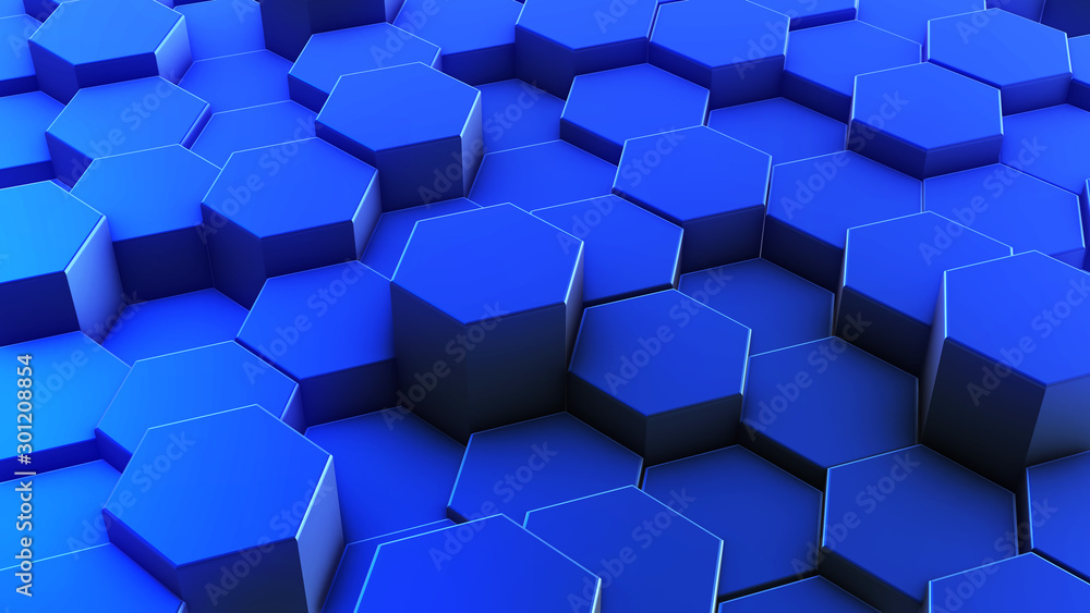 Hexagons honeycomb background abstract science design. 3d render illustration Hexagons honeycomb background abstract science design. 3d render illustration