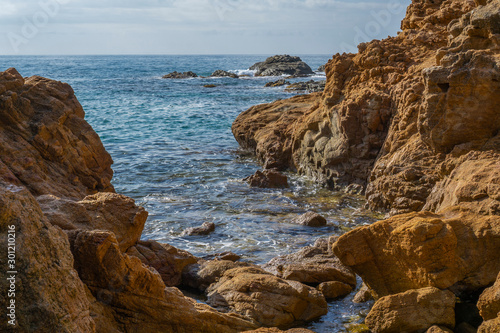 Seascape of resort area of the Costa Brava near town Lloret de Mar in Spain