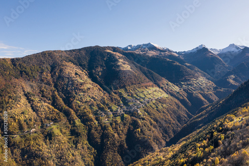 Valtellina, village of Albaredo in autumn season © Simone Polattini