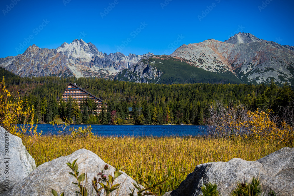 Strba tarn, lake in wonderful nature of Hihg Tatra Mountains in Slovakia