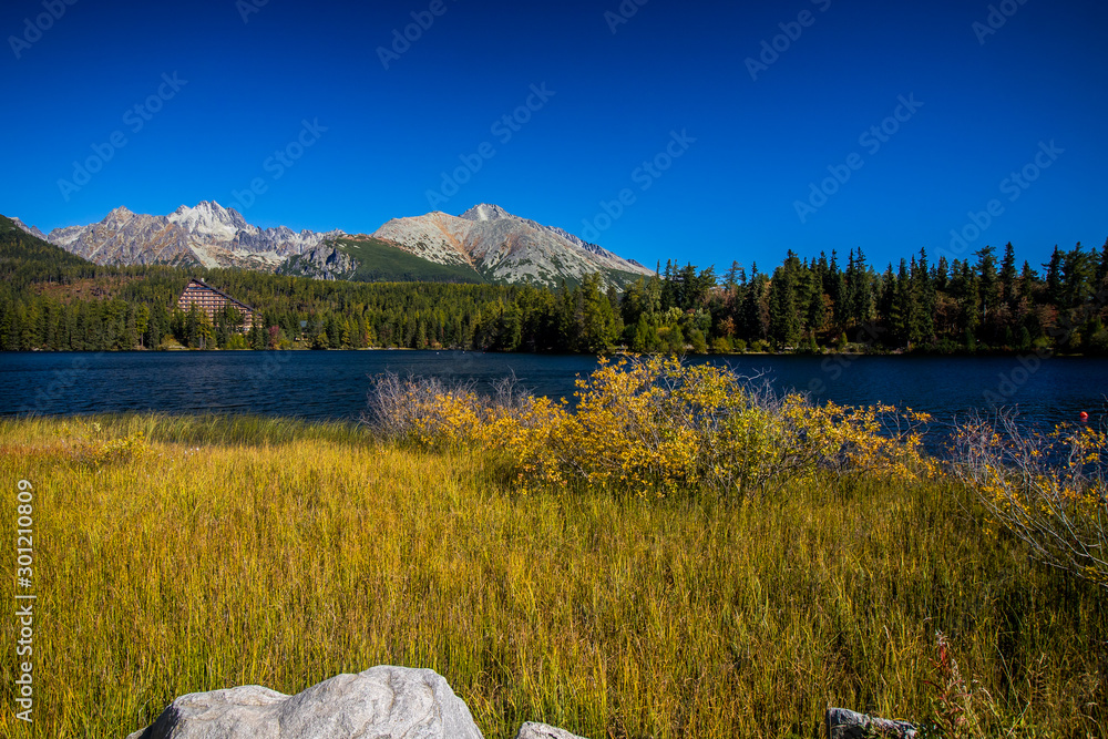 Strba tarn, lake in wonderful nature of Hihg Tatra Mountains in Slovakia