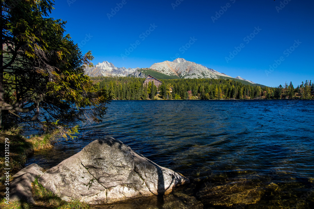 Strba tarn, lake in wonderful nature of Hihg Tatra Mountains in Slovakia