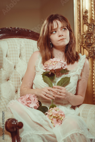 Woman With Flowers photo