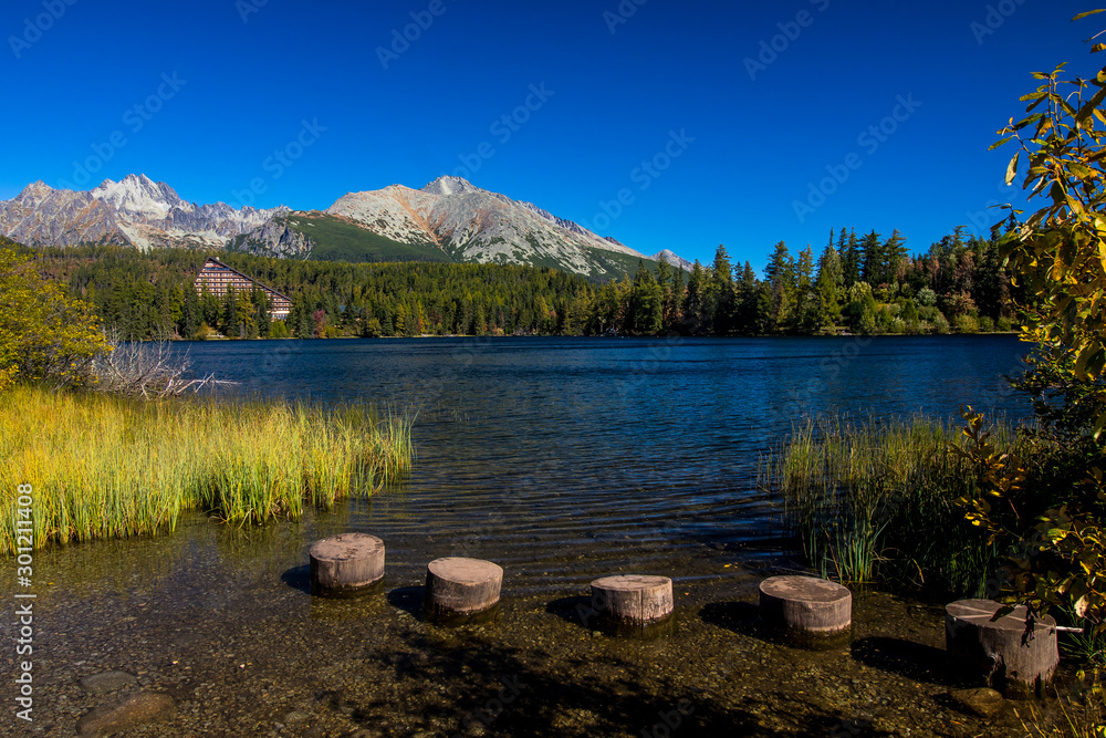 Strba tarn, lake in wonderful nature of Hihg Tatra Mountains in Slovakia