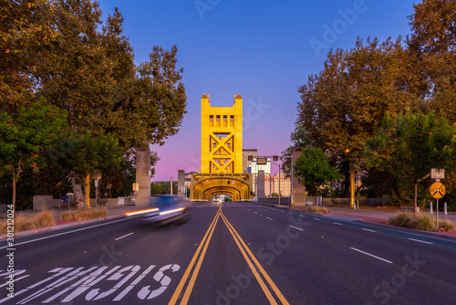 Tower Bridge in Sacramento California around Sunset