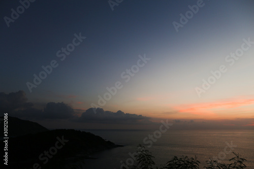 Evening nice sea landscape and sunset sky. photo