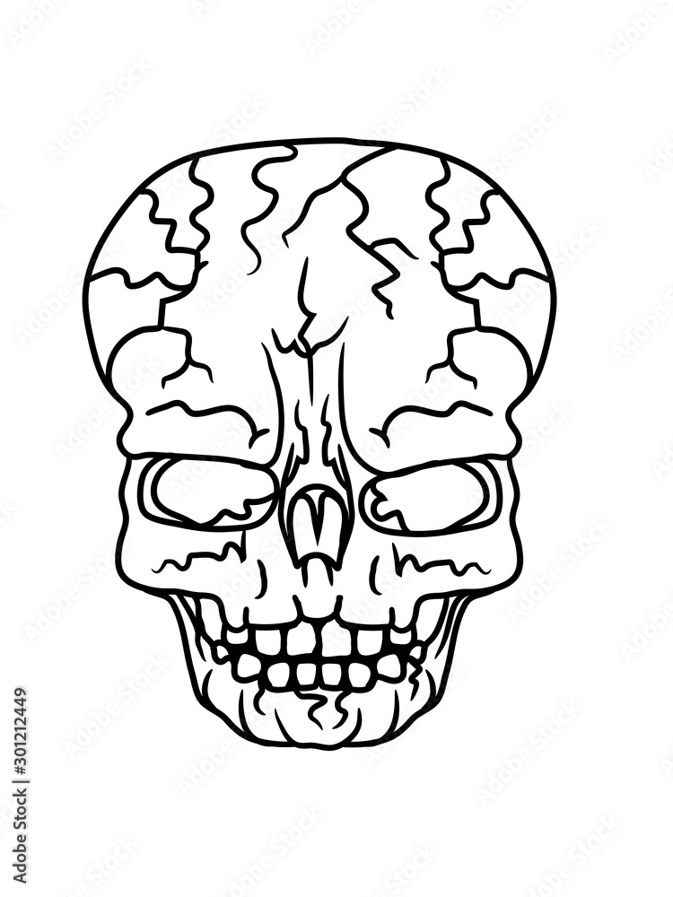 totenkopf skelett schädel untot tod kopf knochen gruselig horror halloween  böse monster comic cartoon clipart design Stock Illustration | Adobe Stock