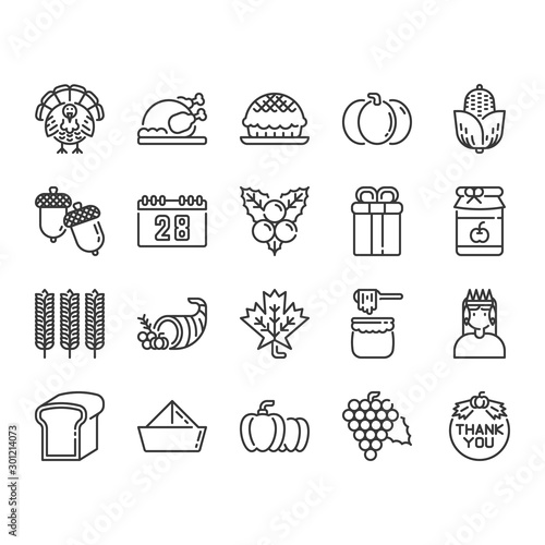 Thanksgiving icon and symbol set