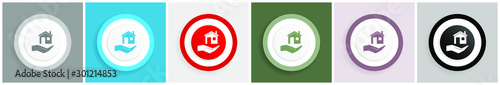 House care icon set, colorful flat design vector illustrations in 6 options for web design and mobile applications