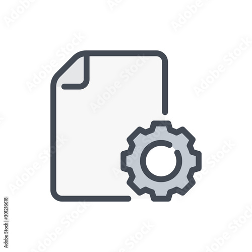 File settings color line icon. Document preferences vector outline colorful sign.