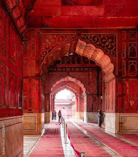 Interior of the Jama Masjid, Old town of Delhi, India. It is the principal mosque in Delhi