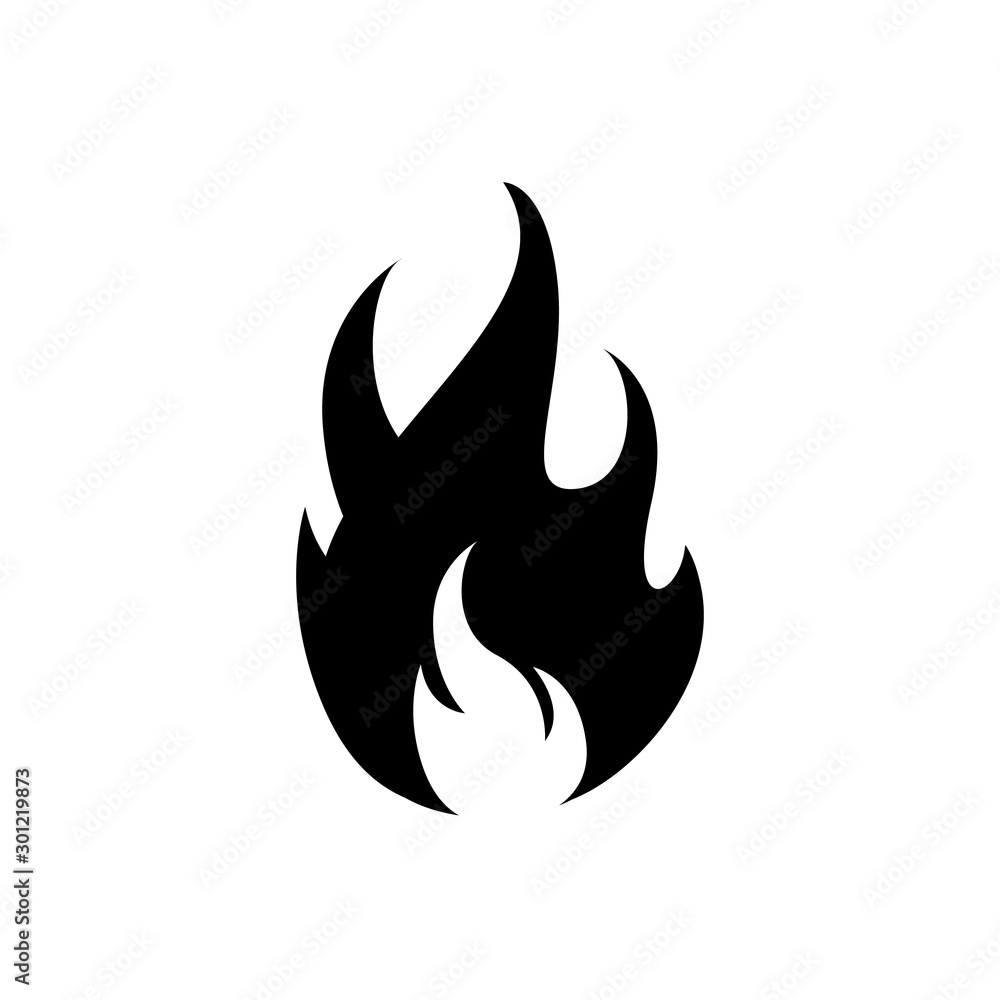 Fire flame icon, black icon isolated on white background Fire flame icon, black icon isolated on white background
