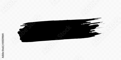 Brush stroke makeup swatch isolated on transparent background. Vector black ink brushstroke pattern. Smudge paint texture element.