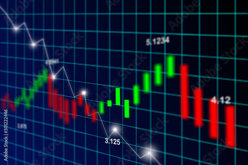 Stock Exchange  market graph analysis investment trading  Bullish point  Bearish point.