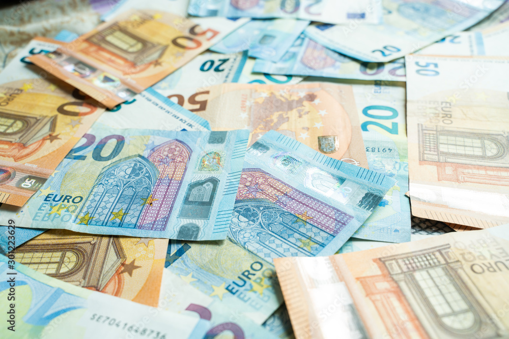 Euro money bill vaious value background