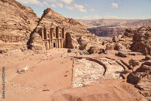 Ad Deir temple in ancient city of Petra, Jordan photo