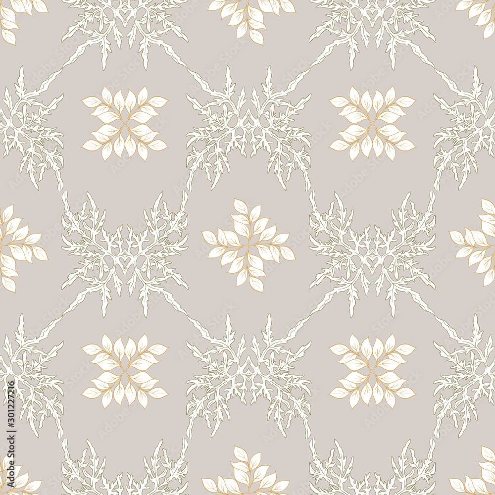 Floral Seamless pattern, background with In art nouveau style, vintage, old, retro style. Colored vector illustration..