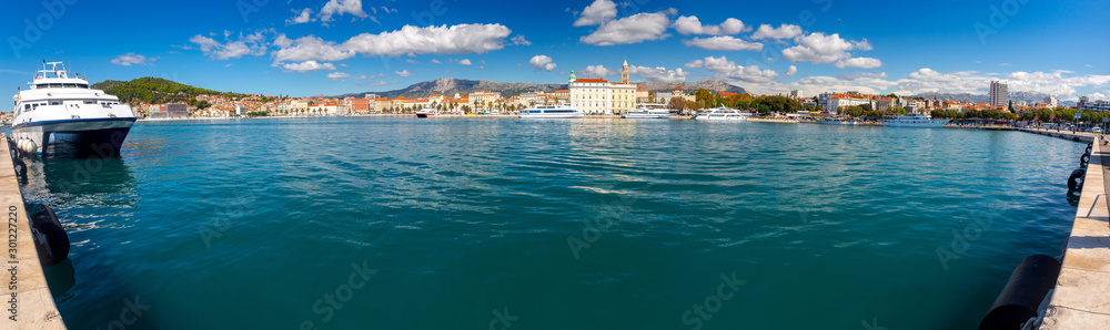Split. Panorama of the city promenade on a sunny day.