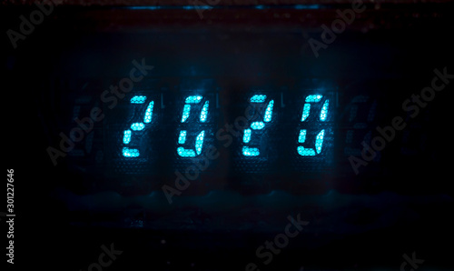 Glowing neon numbers 2020. Image for the new year