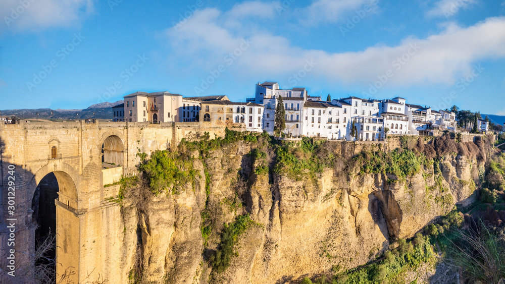 Ronda, Spain old town summer cityscape on the Tajo Gorge.