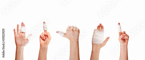 Leinwand Poster first aid adhesive bandage isolated on white